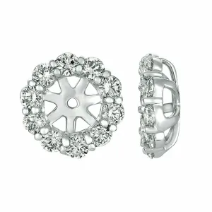 1.17 Ct 7 pointers Natural Diamond Jacket Earrings 14K White Gold center 4 MM