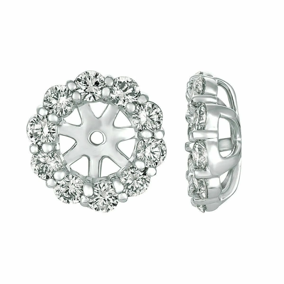 1.17 Ct 7 pointers Natural Diamond Jacket Earrings 14K White Gold center 4 MM