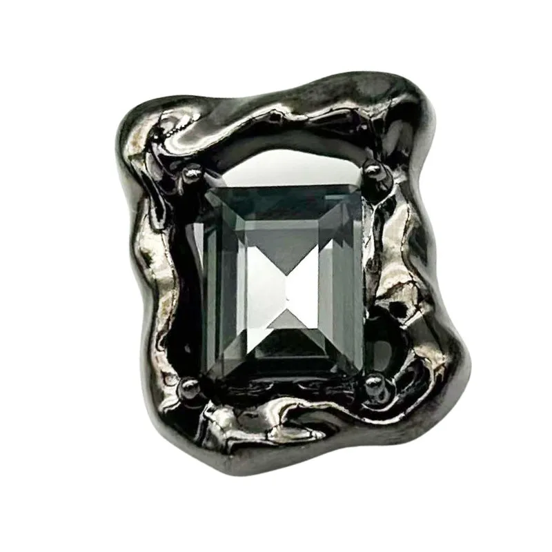 16/20/28mm Beveled Diamond Rectangular Hollow Metal Buttons 12pcs