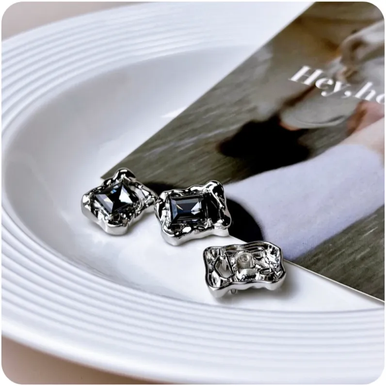 16/20/28mm Beveled Diamond Rectangular Hollow Metal Buttons 12pcs