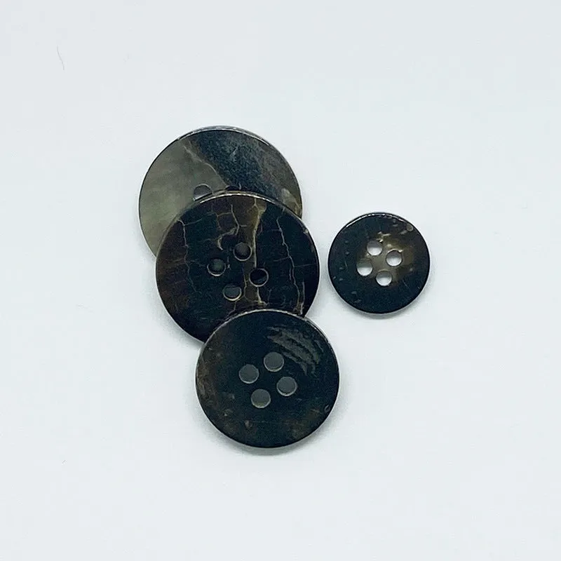 18/20/23mm Natural Round Four-Hole Black Shell Buttons 10pcs