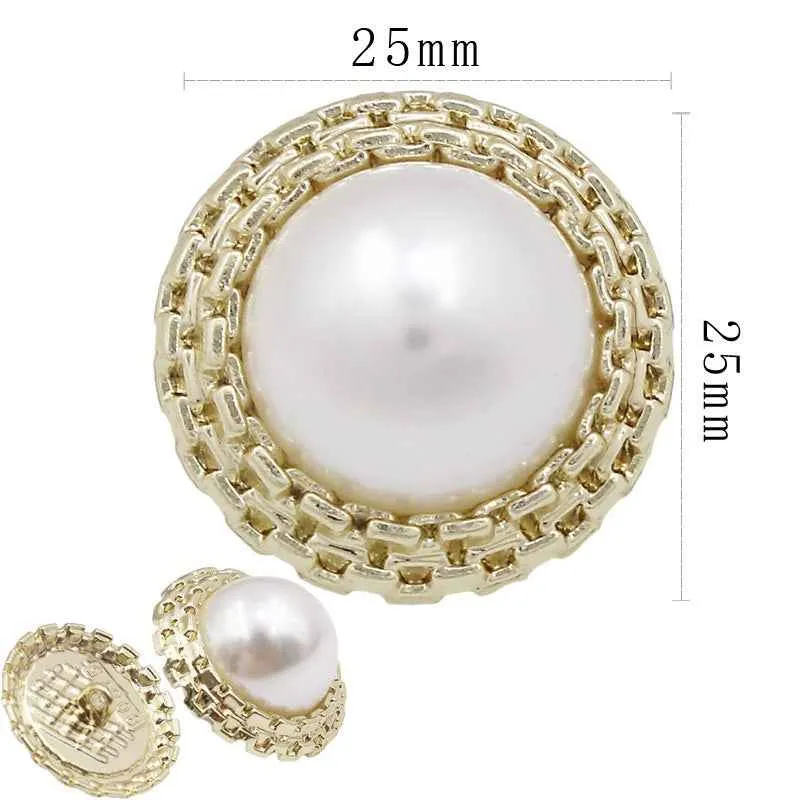 18mm/20mm/25mm Classic Gold Silver Round Pearl Shank Buttons 20pcs