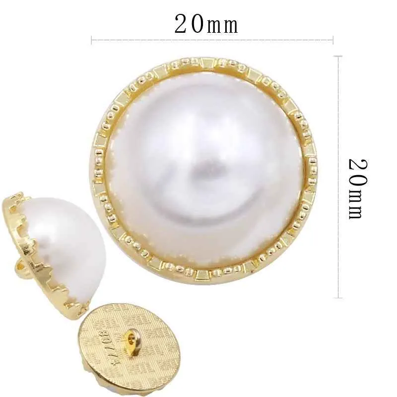 18mm/20mm/25mm Classic Gold Silver Round Pearl Shank Buttons 20pcs