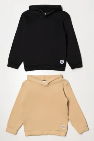 2 Pack Hoodies Natural And Black