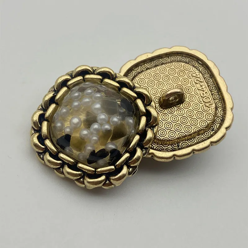 28/34/40L Amber Resin Bronze Metal Edges Buttons 50 Pack