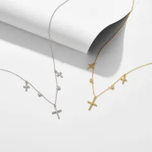 925 sterling silver cross necklace for women, simple ins niche light luxury diamond clavicle chain