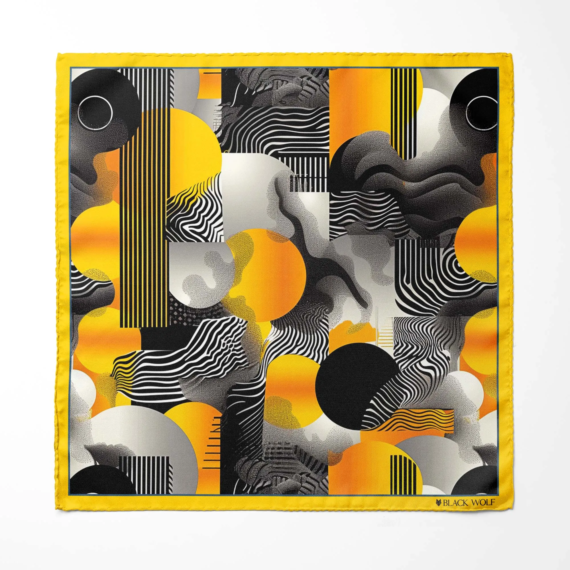ABSTRACT VINTAGE SILK POCKET SQUARE