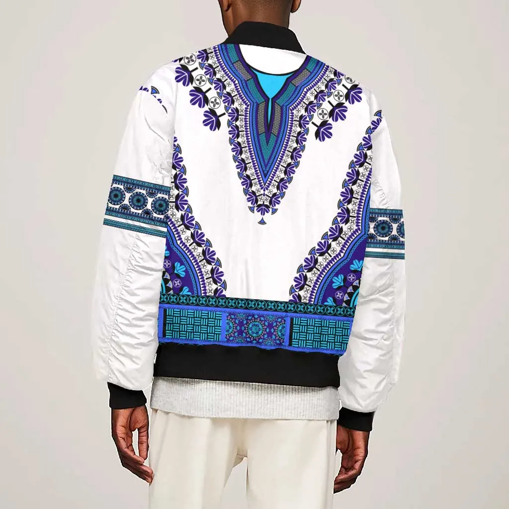 Africa Bomber Jacket African Dashiki Royal Blue Version LT14