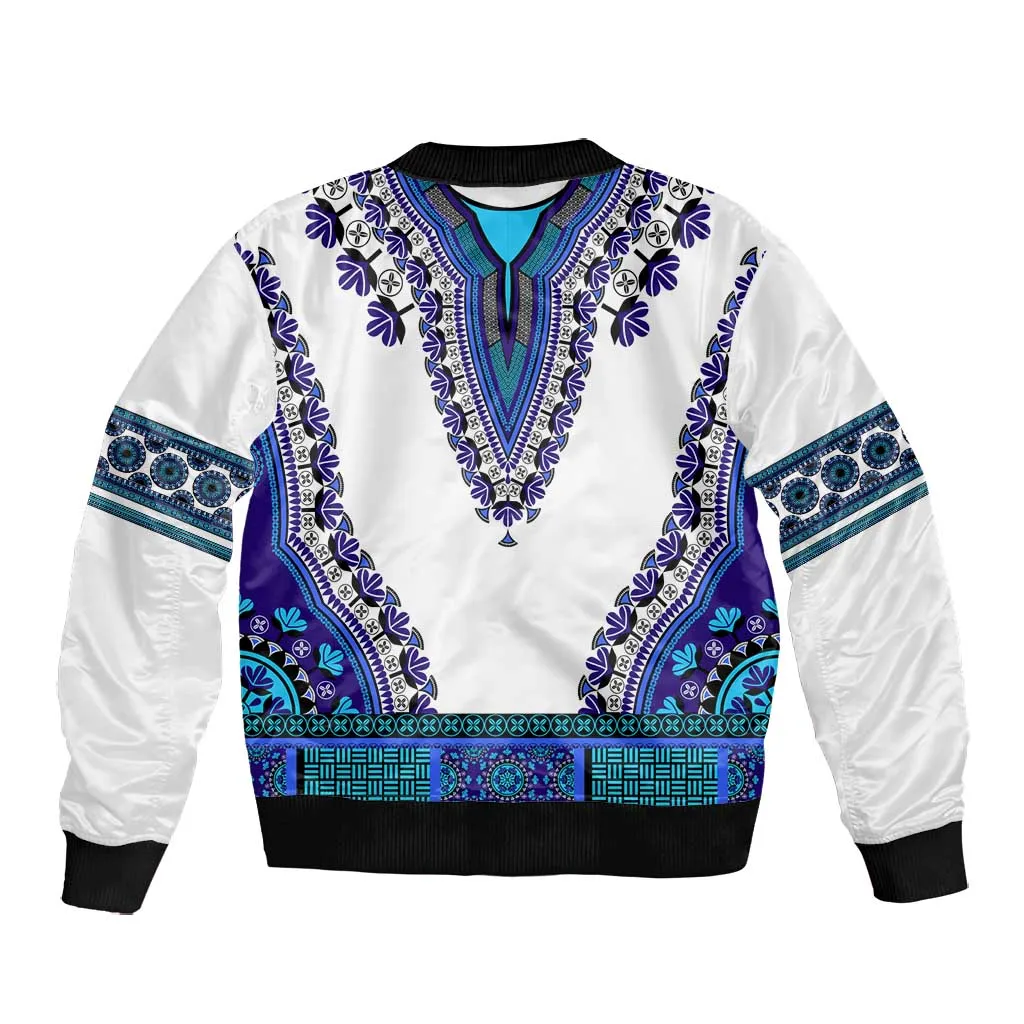 Africa Bomber Jacket African Dashiki Royal Blue Version LT14