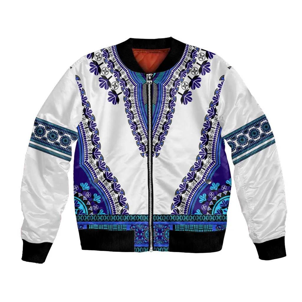 Africa Bomber Jacket African Dashiki Royal Blue Version LT14