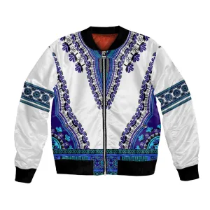 Africa Bomber Jacket African Dashiki Royal Blue Version LT14