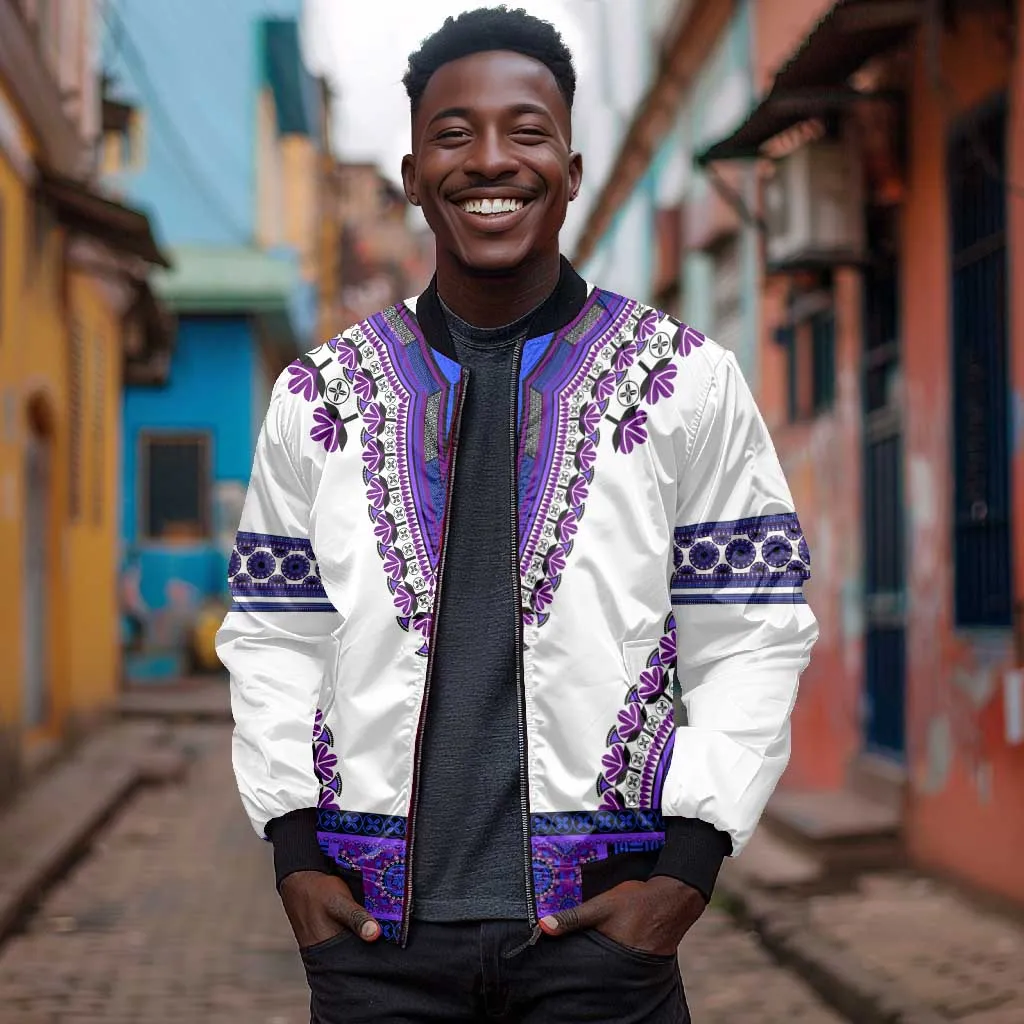Africa Bomber Jacket African Dashiki Royal Purple Version LT14