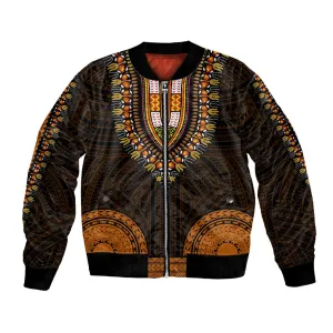 African Dashiki and Polynesian Pattern Bomber Jacket Gold LT9