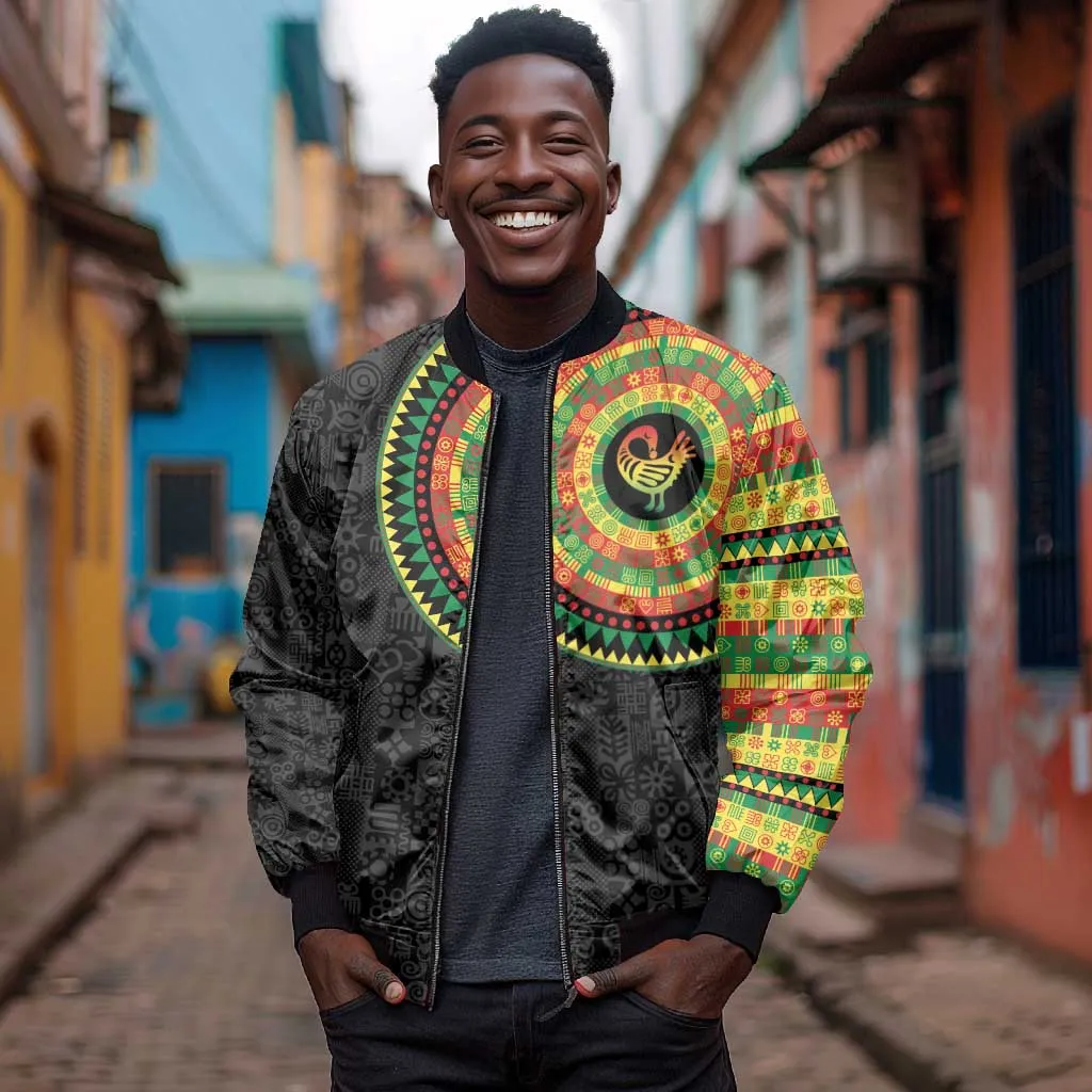 African Sankofa Bird Bomber Jacket Adinkra Symbols - Chest Arm Tattoo LT15