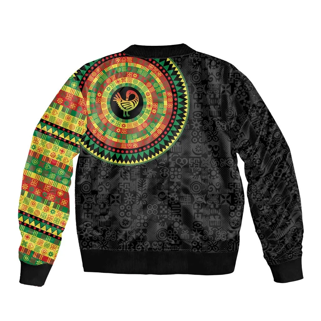 African Sankofa Bird Bomber Jacket Adinkra Symbols - Chest Arm Tattoo LT15