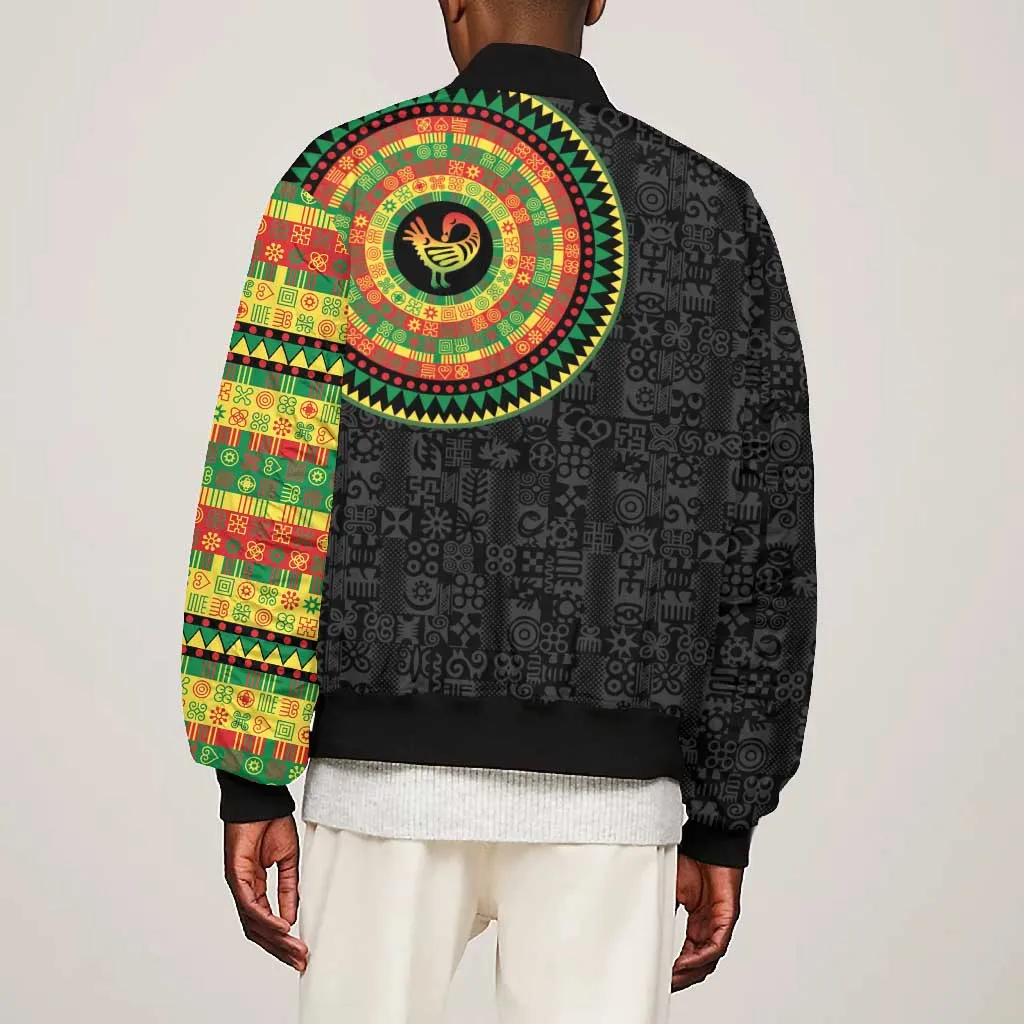 African Sankofa Bird Bomber Jacket Adinkra Symbols - Chest Arm Tattoo LT15