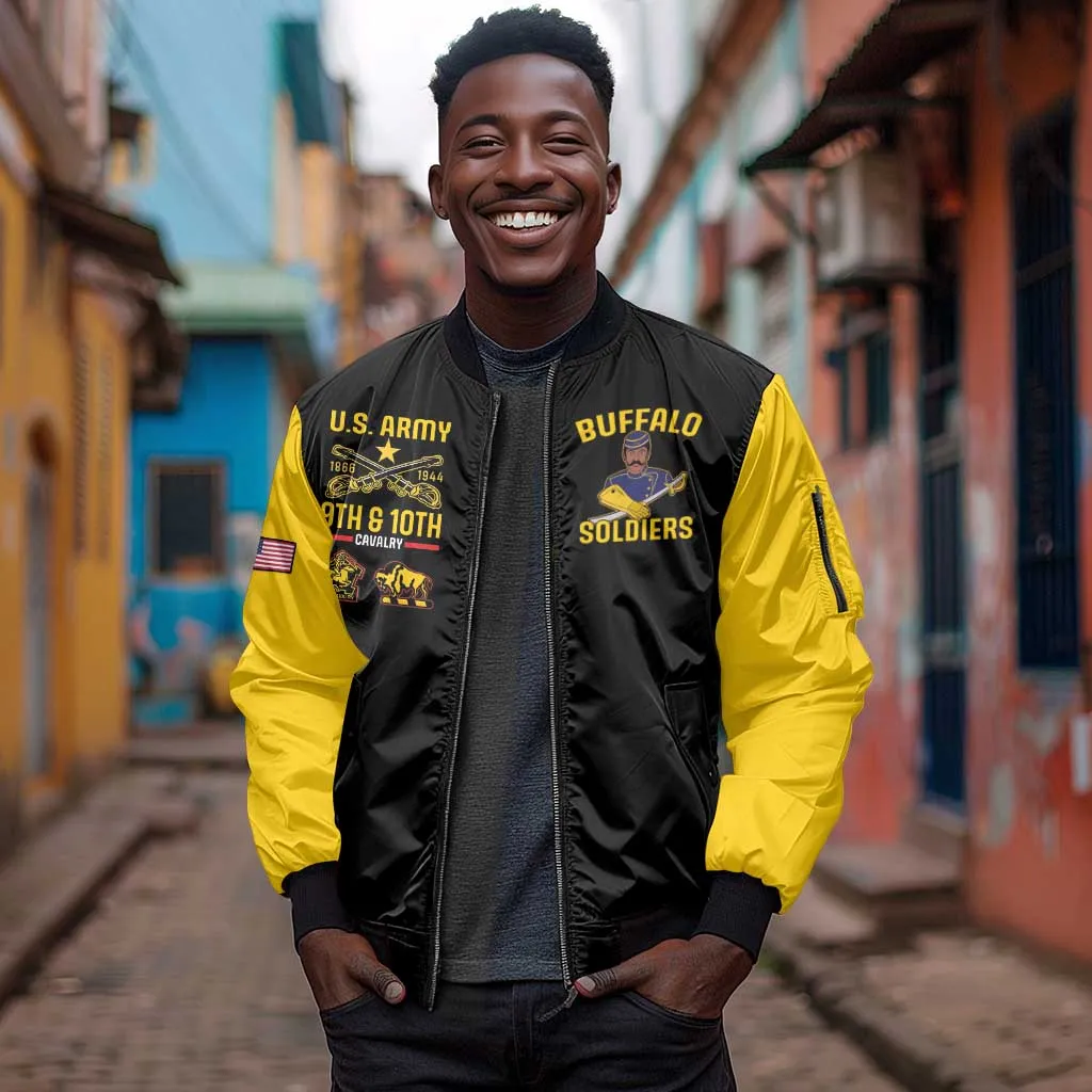 Afro-Americans Buffalo Soldiers Sleeve Zip Bomber Jacket 9th and 10th Cavalry Regiment LT15
