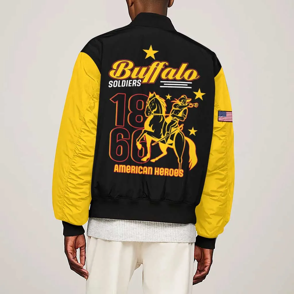 Afro-Americans Buffalo Soldiers Sleeve Zip Bomber Jacket 9th and 10th Cavalry Regiment LT15