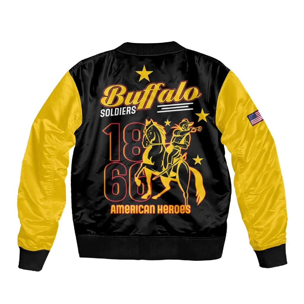 Afro-Americans Buffalo Soldiers Sleeve Zip Bomber Jacket 9th and 10th Cavalry Regiment LT15
