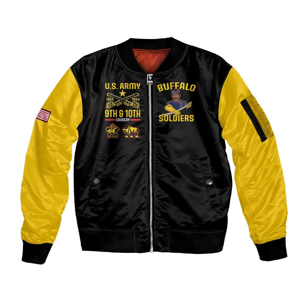 Afro-Americans Buffalo Soldiers Sleeve Zip Bomber Jacket 9th and 10th Cavalry Regiment LT15