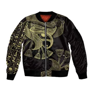 Afro Egypt Sleeve Zip Bomber Jacket Horus Eyes Egyptian God DT03