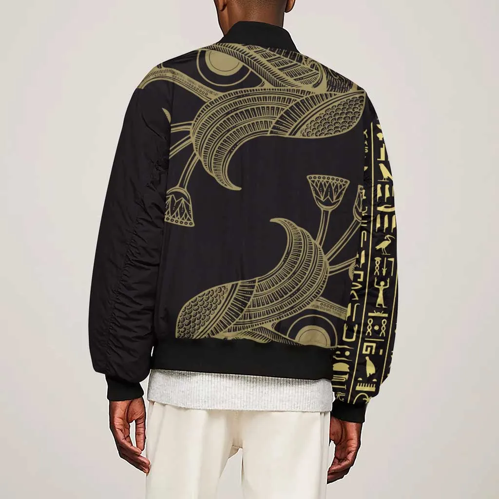 Afro Egypt Sleeve Zip Bomber Jacket Horus Eyes Egyptian God DT03