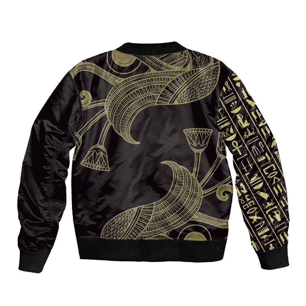 Afro Egypt Sleeve Zip Bomber Jacket Horus Eyes Egyptian God DT03