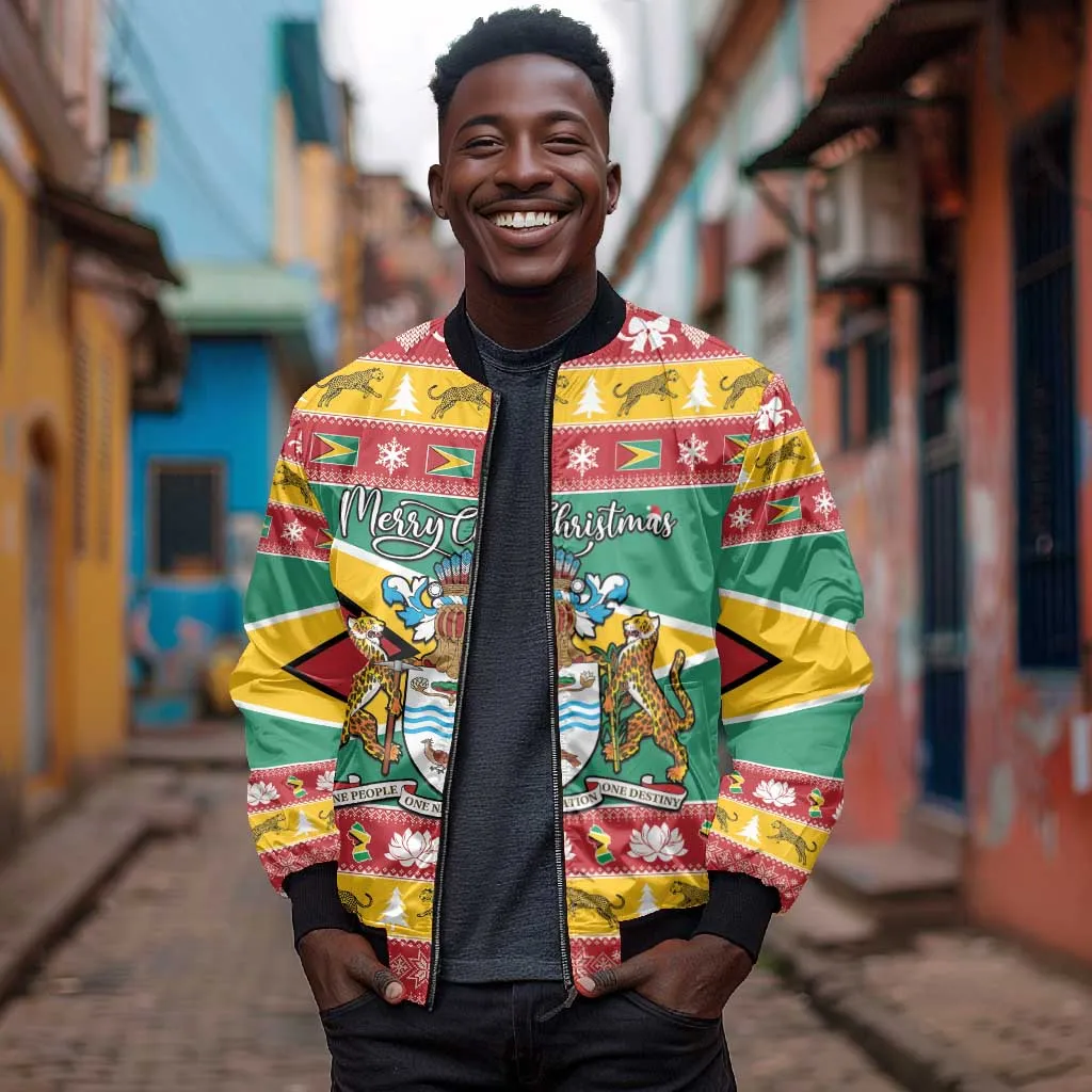 Afro Guyana Christmas Bomber Jacket Mix Coat Of Arms LT15
