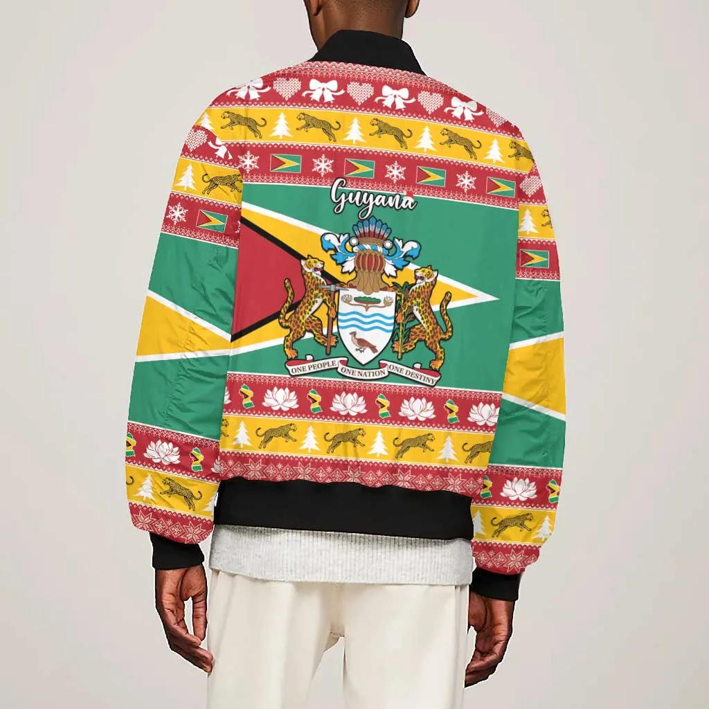 Afro Guyana Christmas Bomber Jacket Mix Coat Of Arms LT15