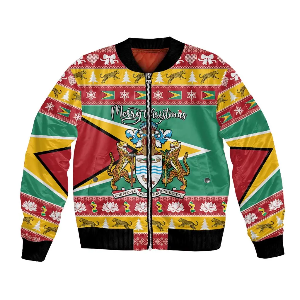 Afro Guyana Christmas Bomber Jacket Mix Coat Of Arms LT15