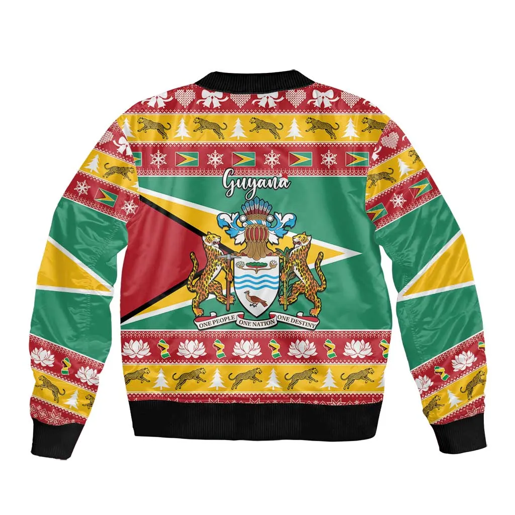 Afro Guyana Christmas Bomber Jacket Mix Coat Of Arms LT15