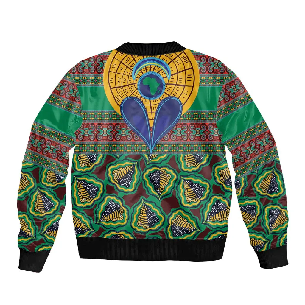 Afro Pattern Traditional Kanga Style Bomber Jacket LT9