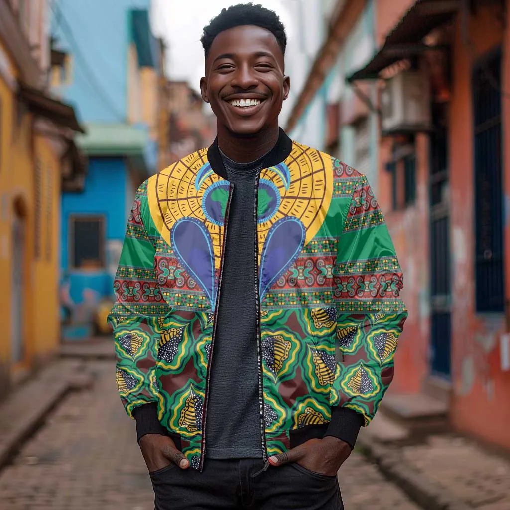 Afro Pattern Traditional Kanga Style Bomber Jacket LT9