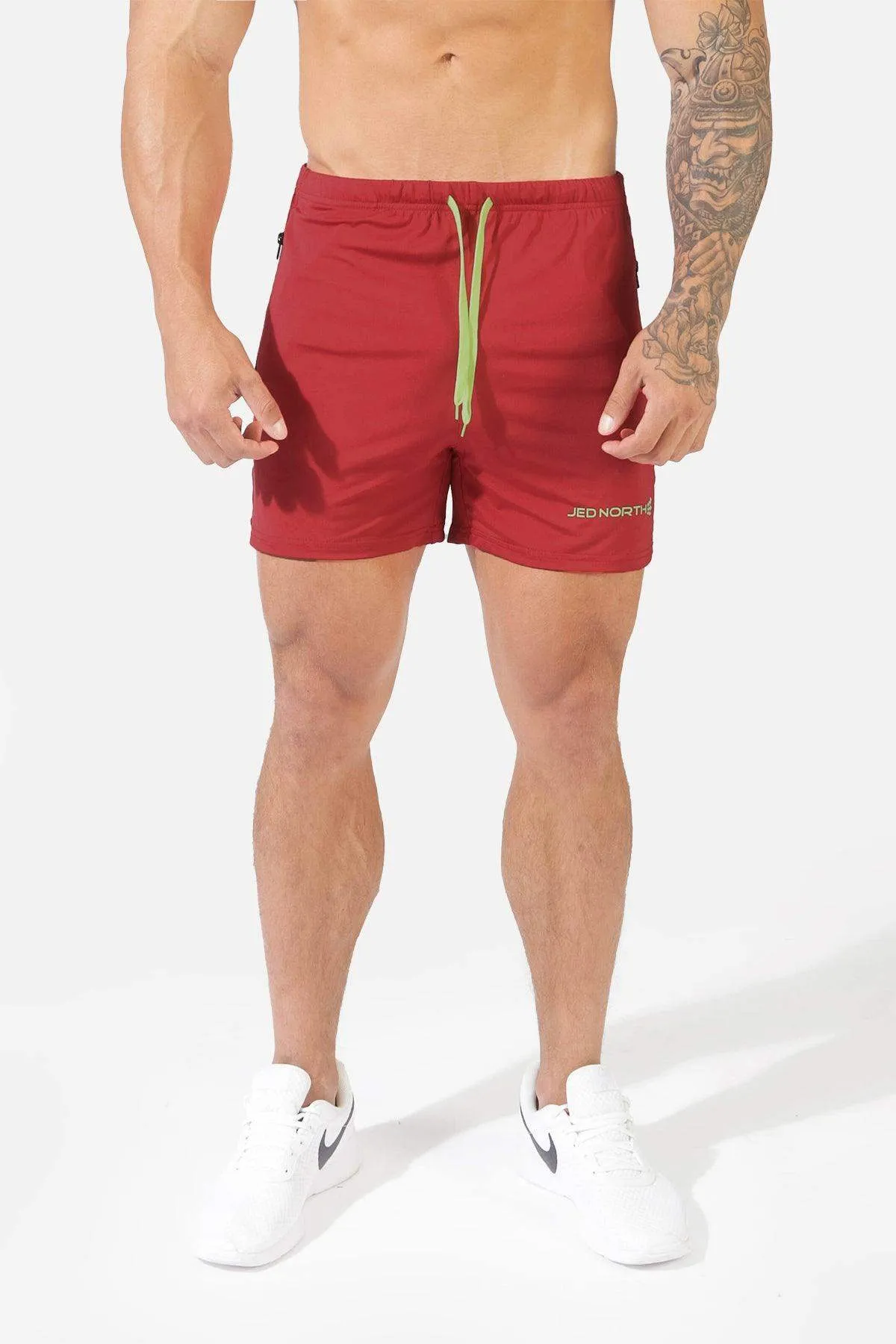 Agile Bodybuilding 4'' Shorts w Zipper Pockets - Crimson Red