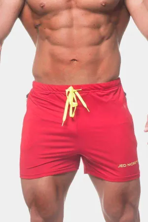 Agile Bodybuilding 4'' Shorts w Zipper Pockets - Crimson Red
