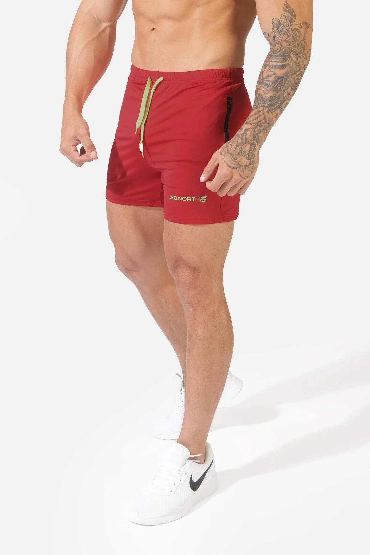 Agile Bodybuilding 4'' Shorts w Zipper Pockets - Crimson Red