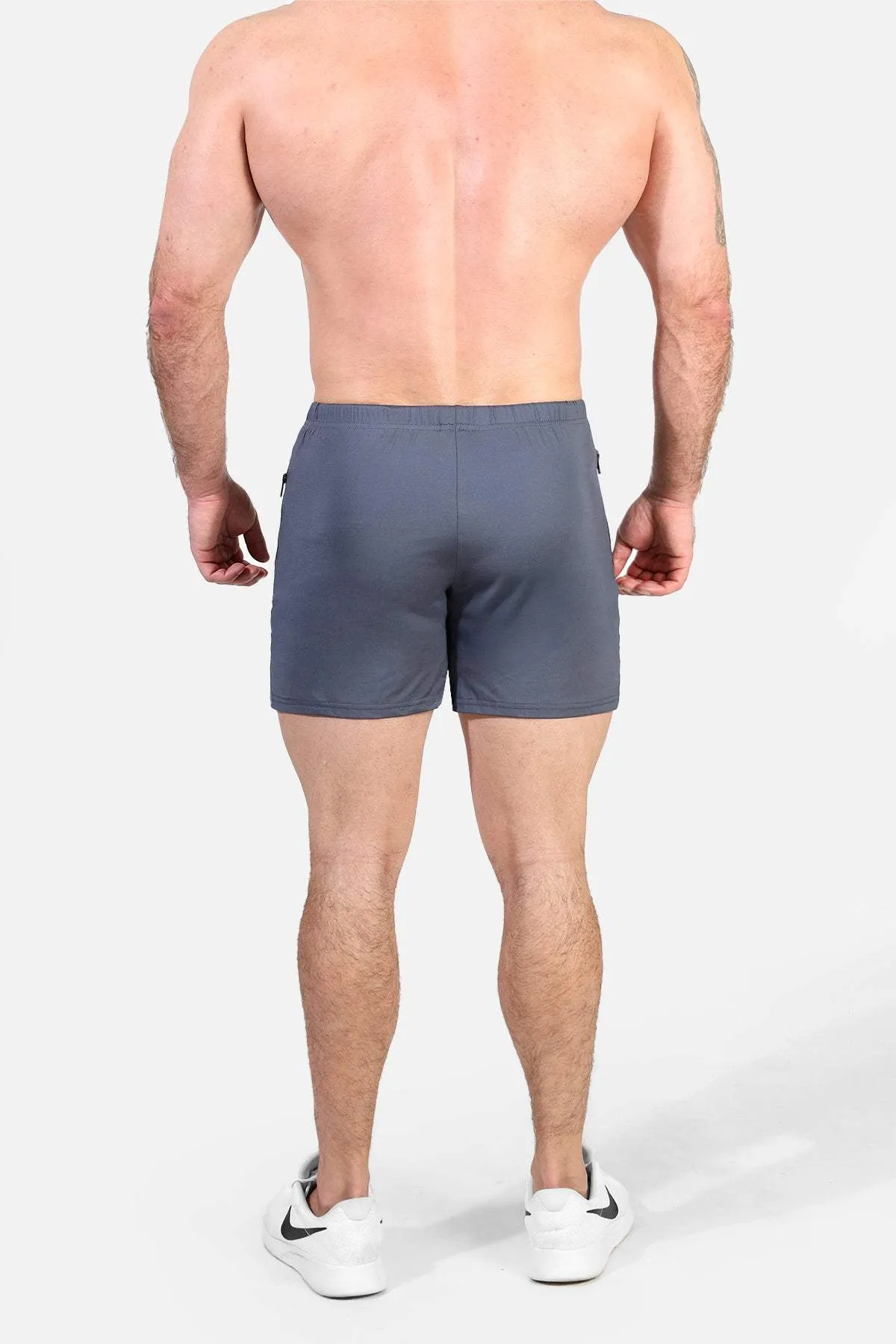 Agile Bodybuilding 4'' Shorts w Zipper Pockets - Gray Integrity