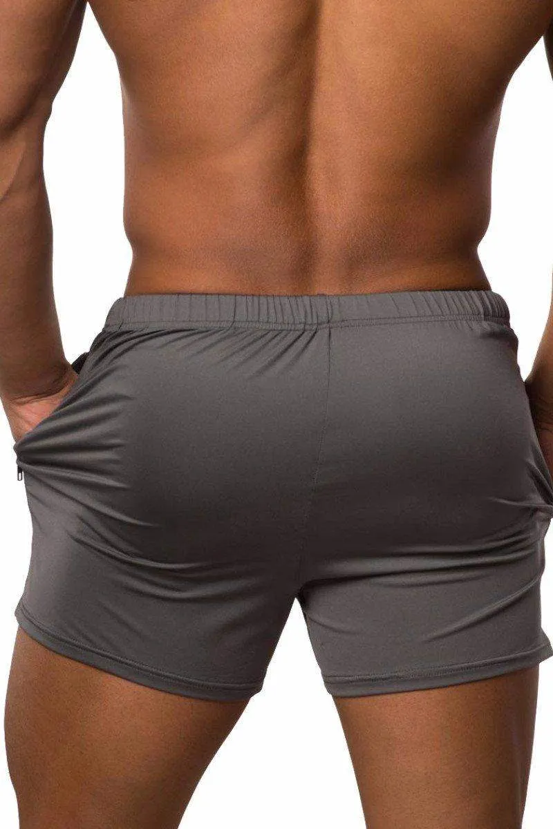 Agile Bodybuilding 4'' Shorts w Zipper Pockets - Gray
