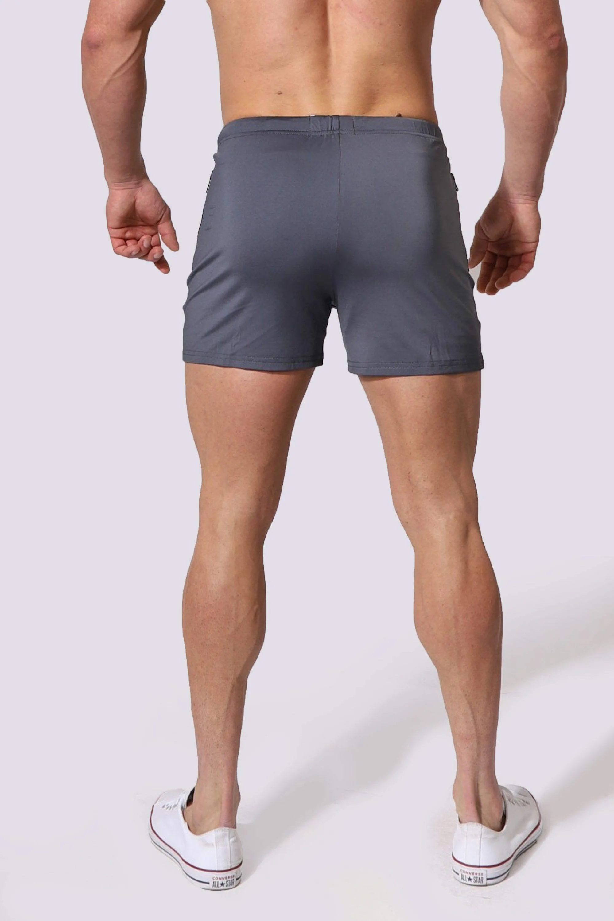 Agile Bodybuilding 4'' Shorts w Zipper Pockets - Gray