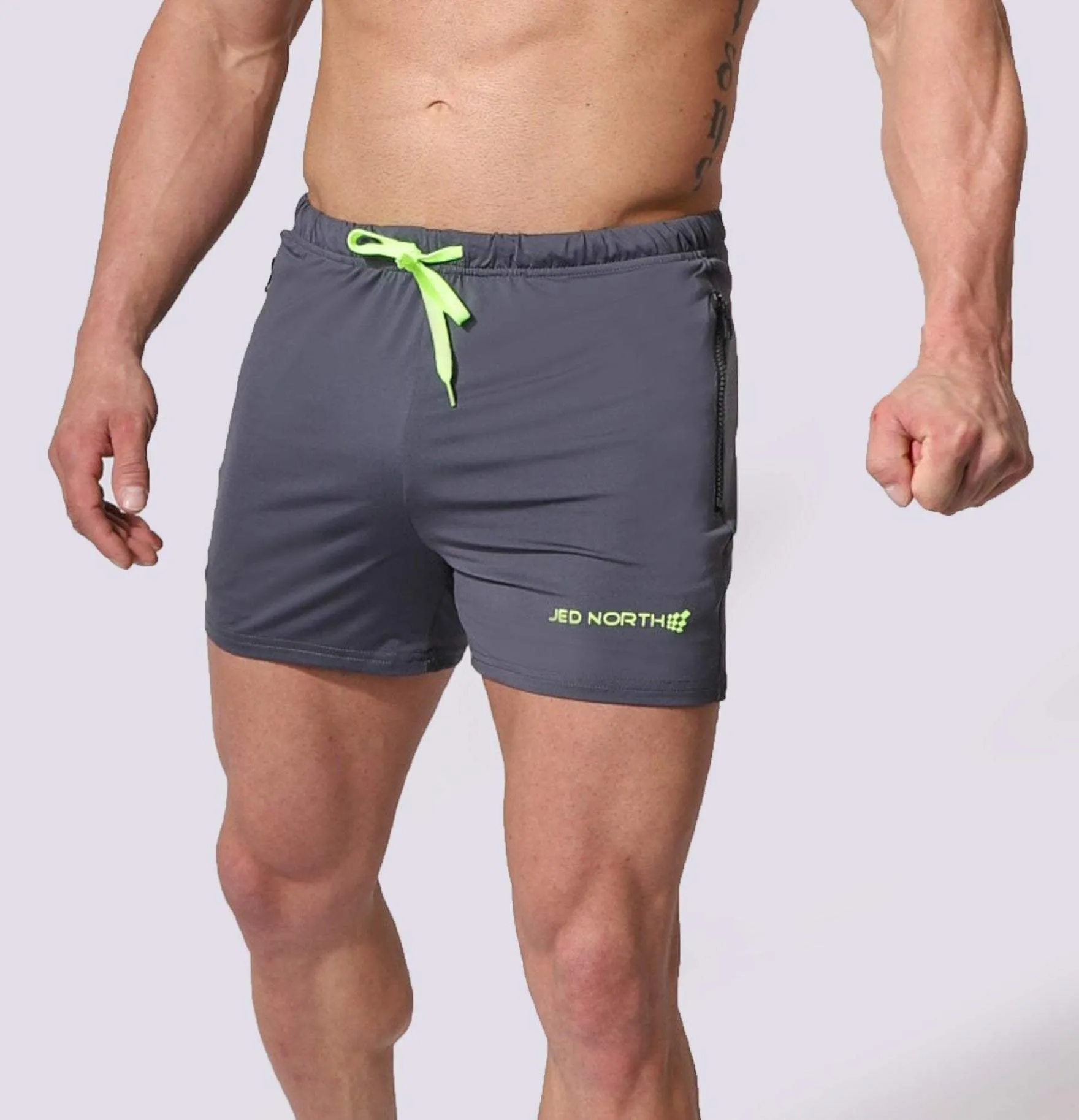Agile Bodybuilding 4'' Shorts w Zipper Pockets - Gray