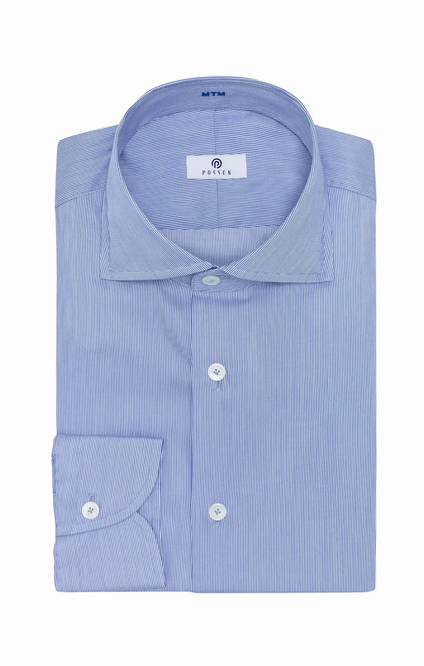 Albini Blue Hairline Twill 365 Easy Care Fine Cotton