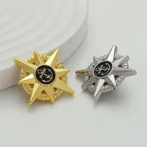 Anchor Epoxy Gold Silver Octagonal Star-Shaped Metal Brooch 2 Pack