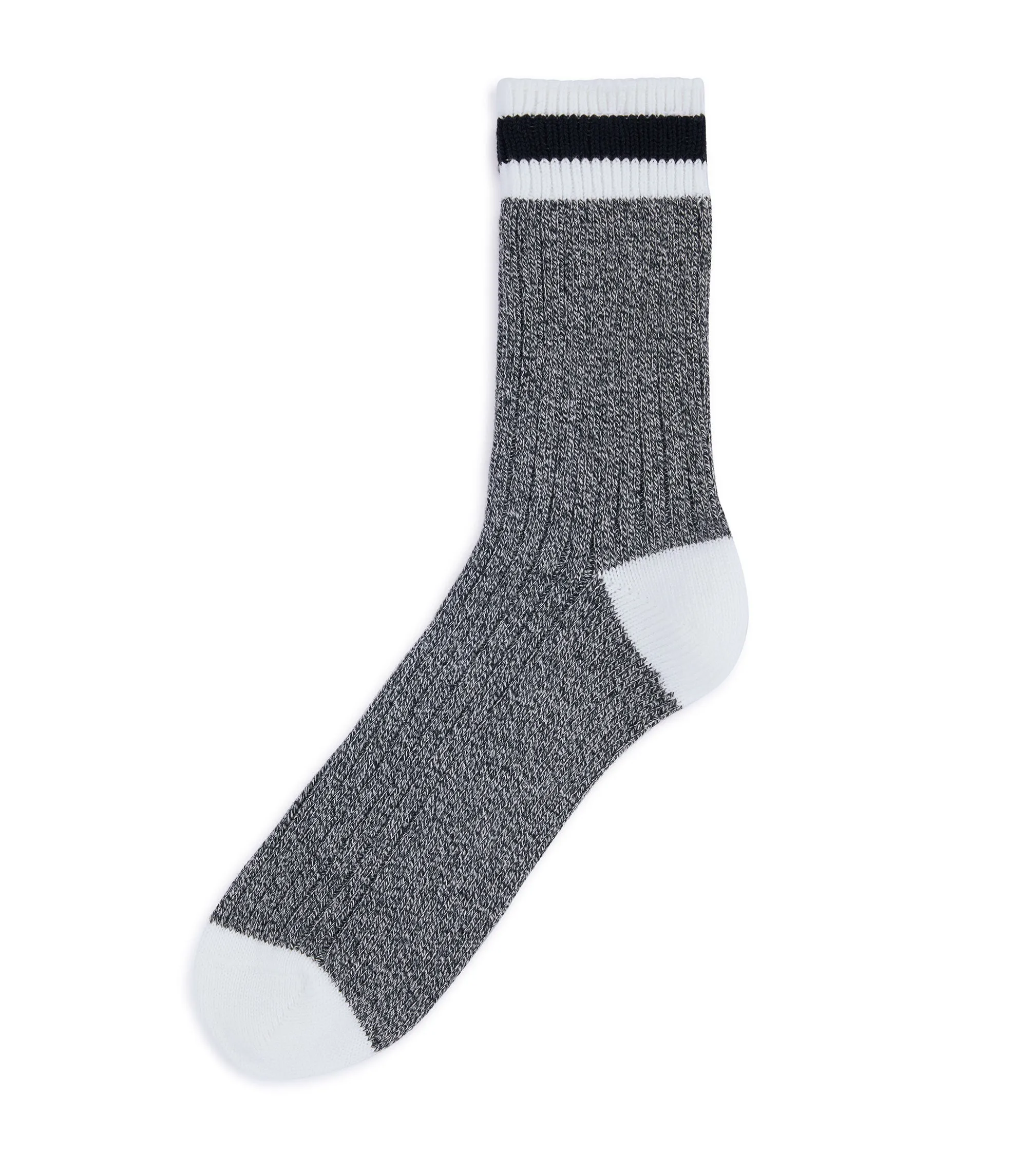 Anonymous Ism Tuck Cuff Striped Q Socks: Black Melange