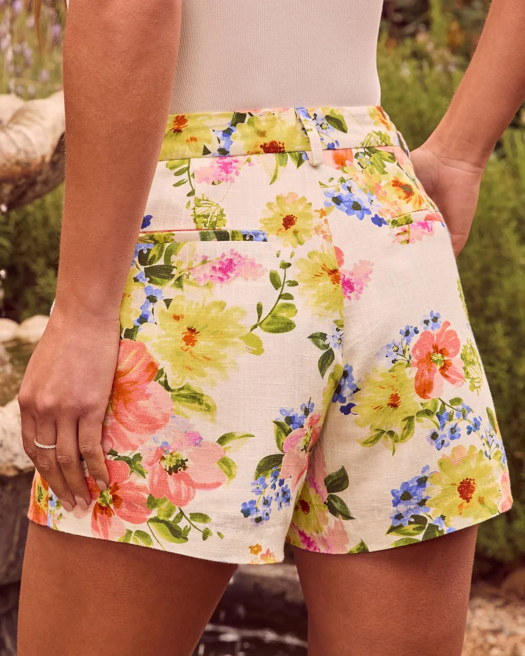 April Showers Floral Suiting Shorts