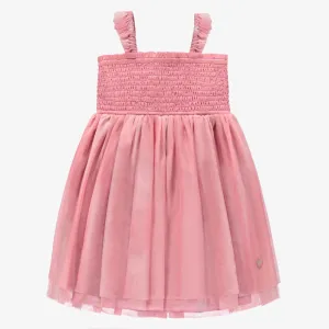 Ash Pink Honeycomb And Tulle Dress
