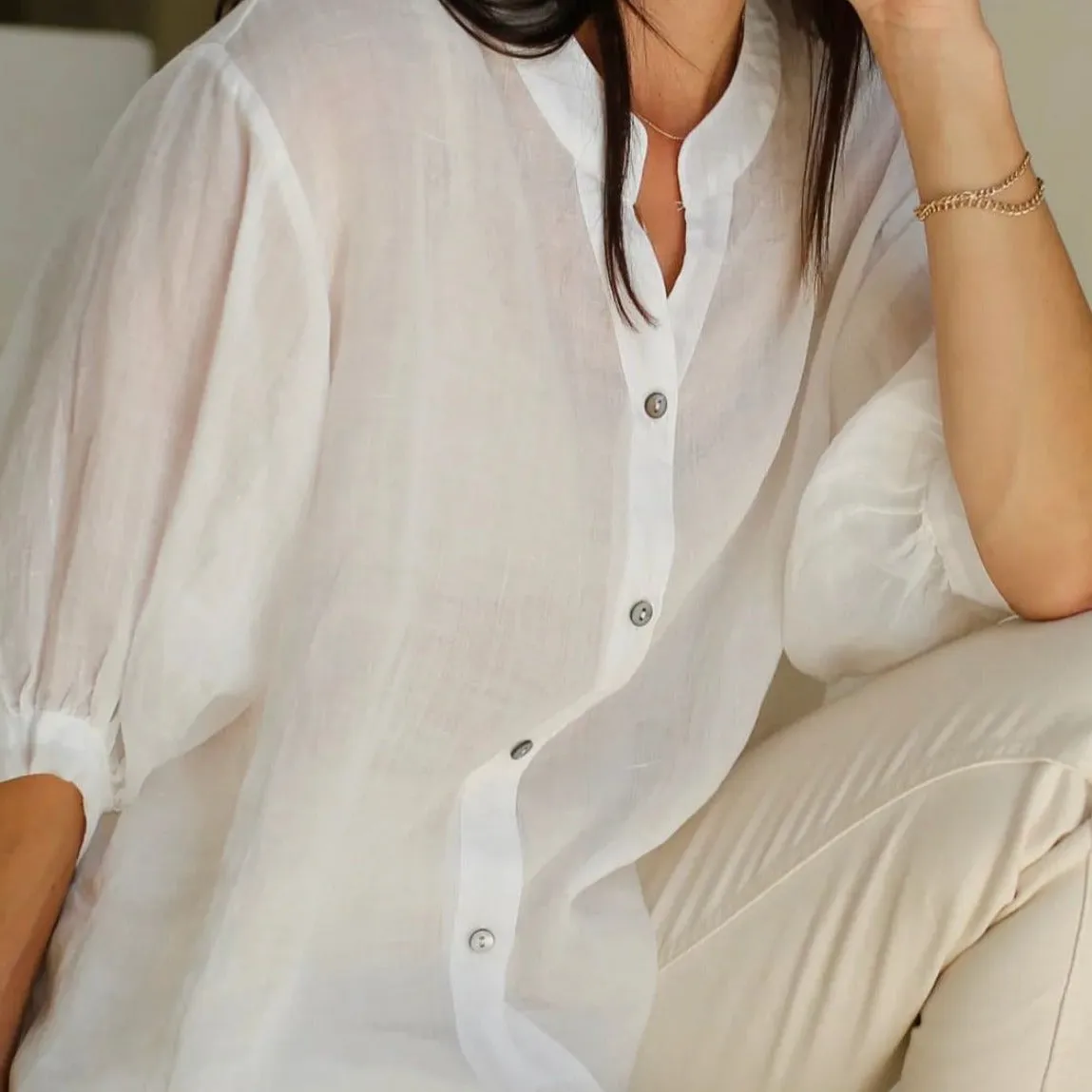 Aurora White Linen Shirt
