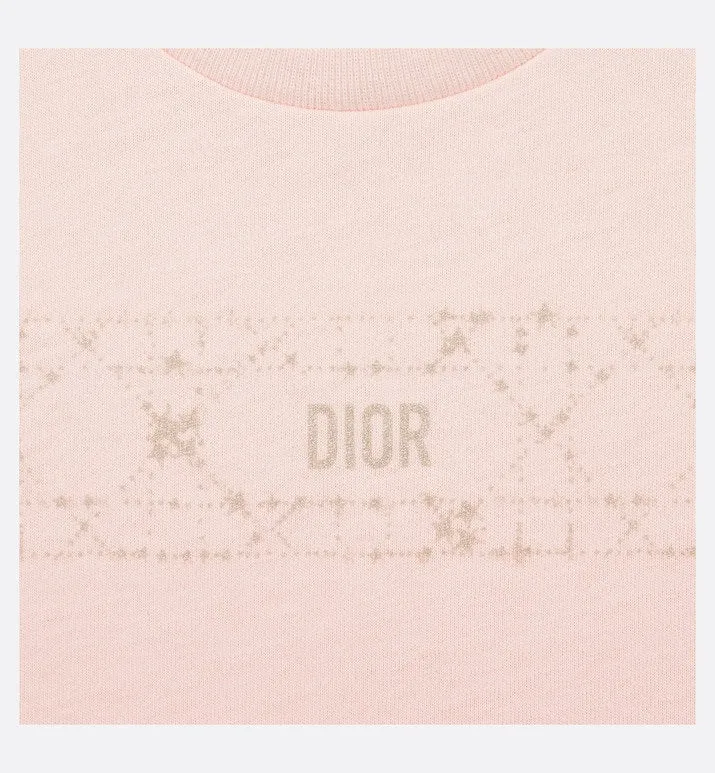 Baby T-Shirt • Pale Pink Cotton Jersey with Pale Gold-Tone Cannage Motif