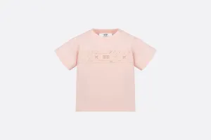 Baby T-Shirt • Pale Pink Cotton Jersey with Pale Gold-Tone Cannage Motif