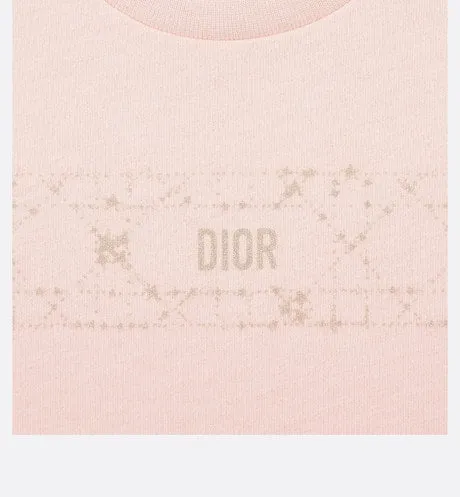 Baby T-Shirt • Pale Pink Cotton Jersey with Pale Gold-Tone Cannage Motif
