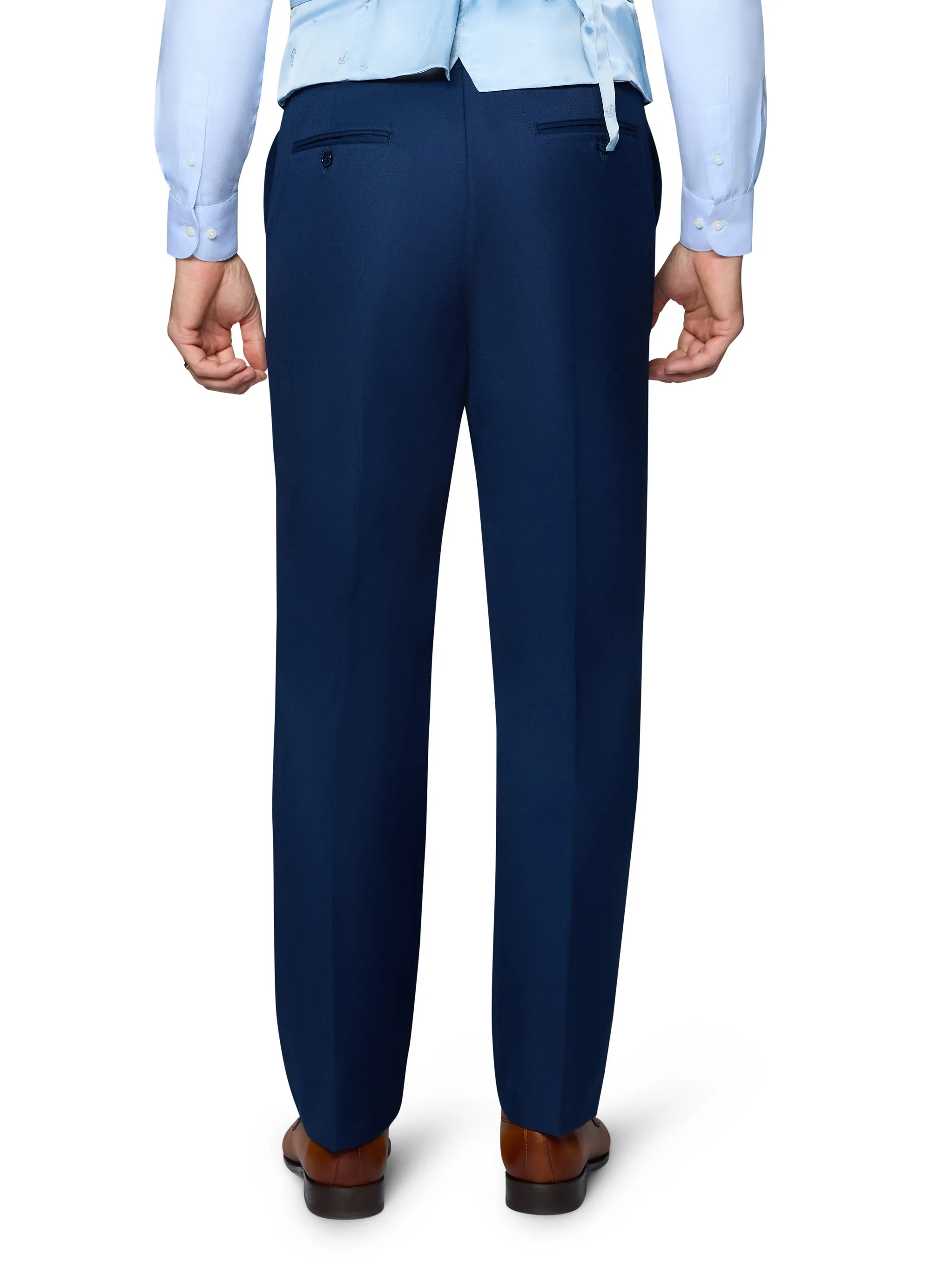 Bergamo Orange Solid Slim Fit Pants - New Blue
